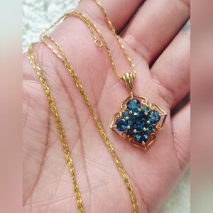 10k / 14k Yellow Gold London Blue Topaz Pendant Necklace
